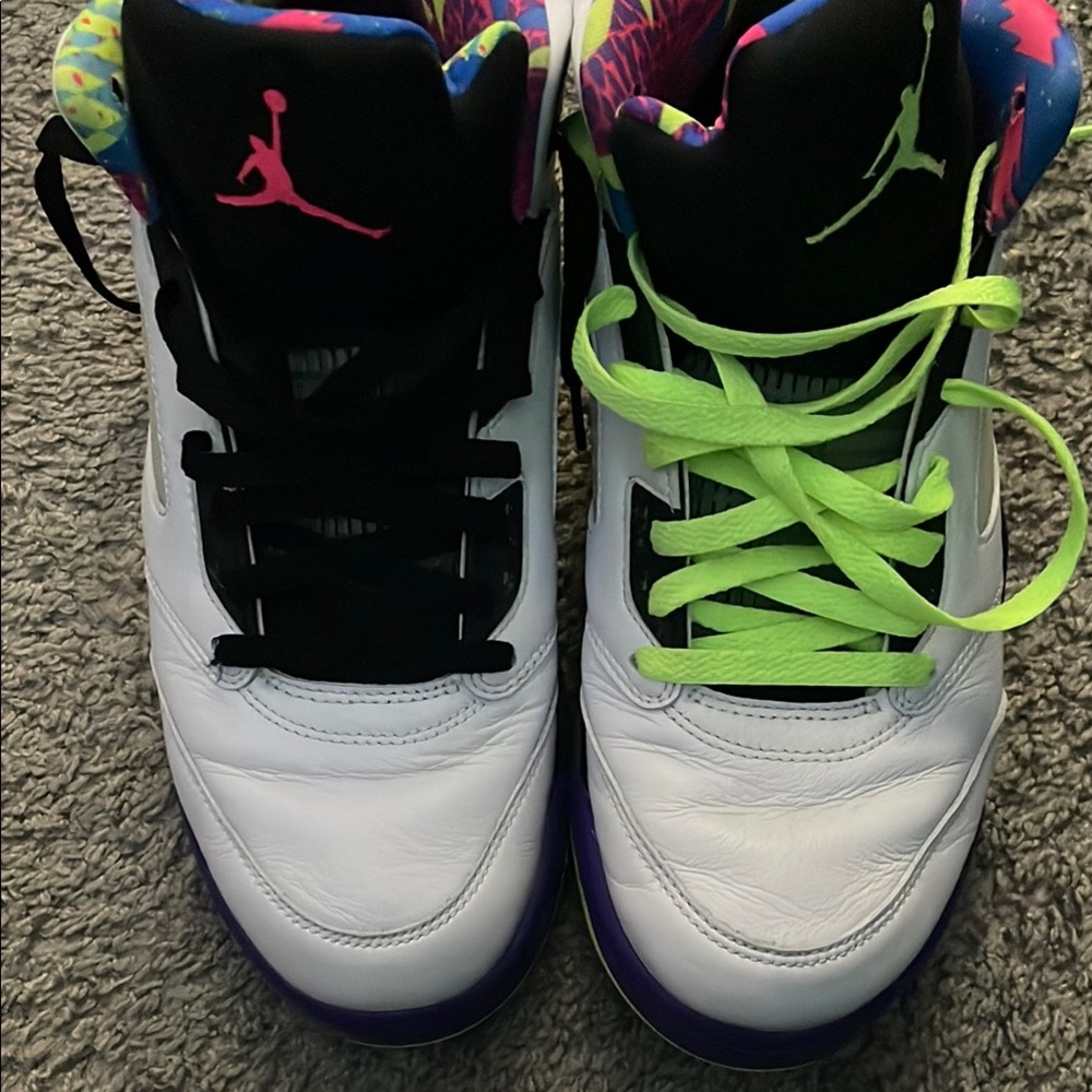 Jordan Athletic Shoes White and Black with Neon Accents - Picture 2 of 10